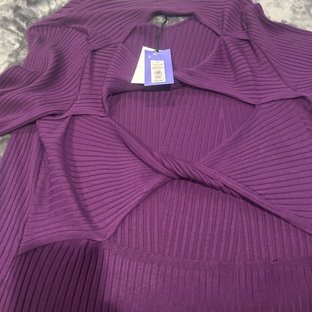 Future Collective Purple Ribbed Top - Picture 5 of 5